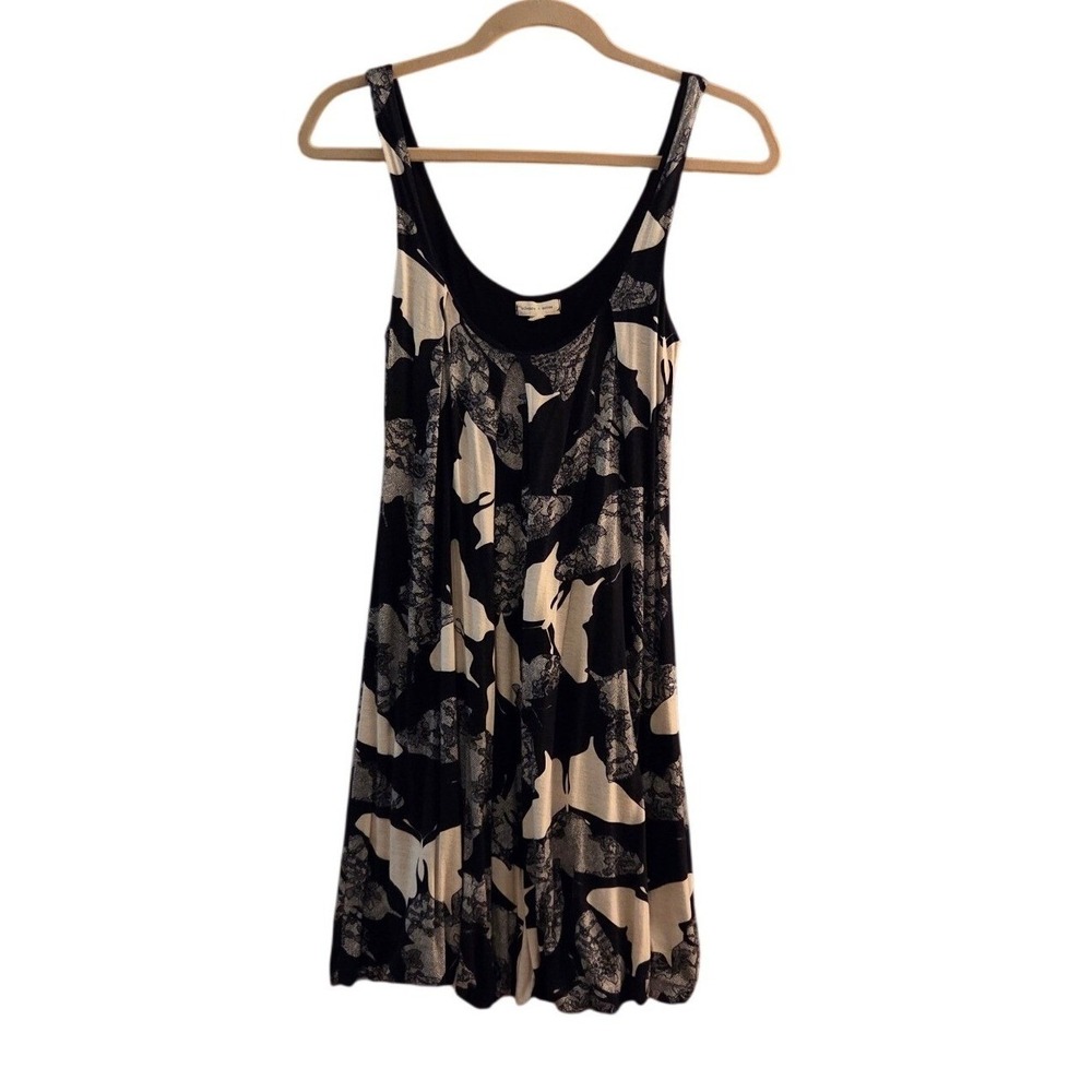 Y2K UO Silence + Noise B/W Butterfly Lace Print Bubble Hem Mini Dress Sz M
